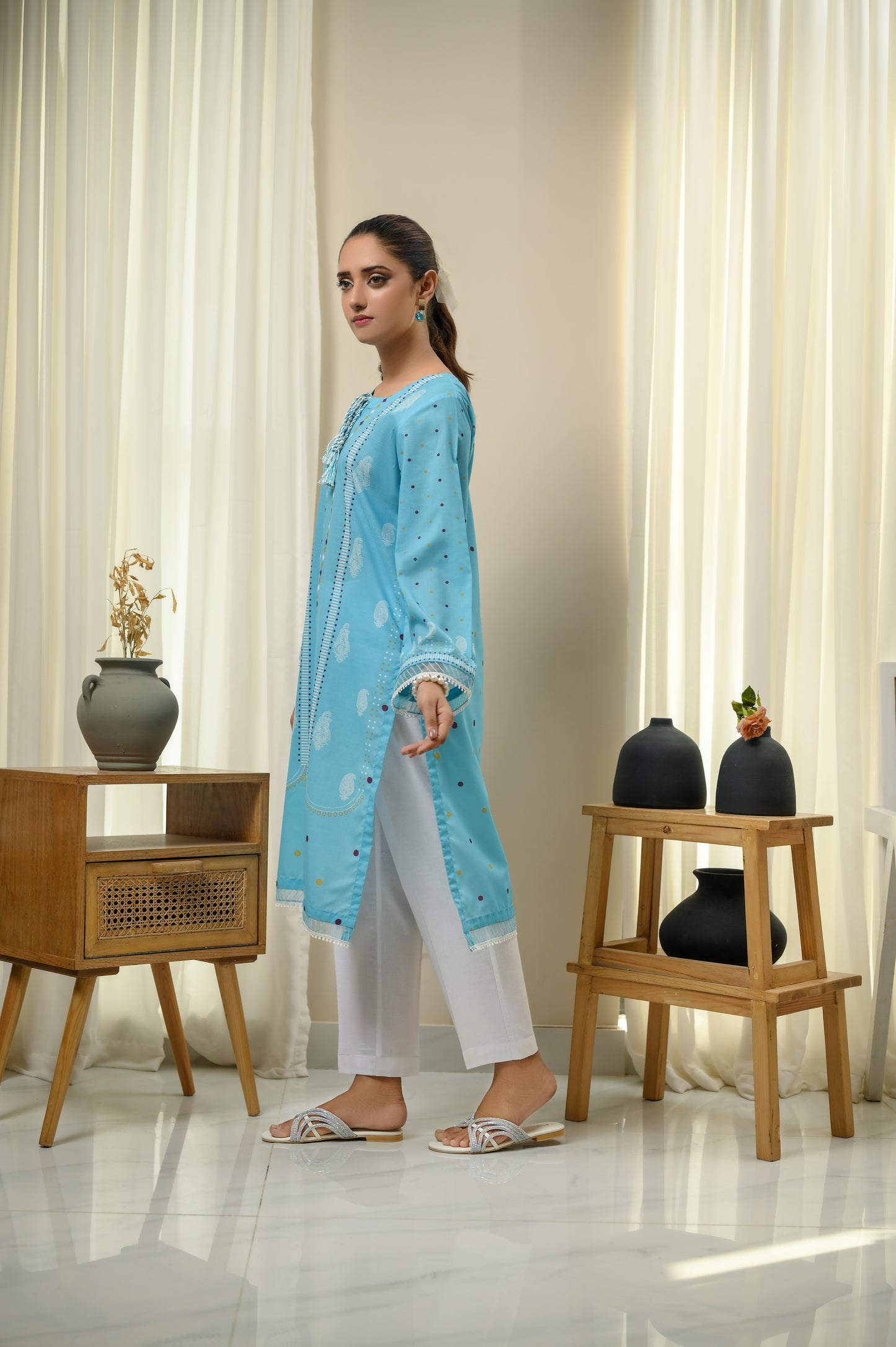 BLUE FLARE-2 PIECE LAWN COTTON SUIT